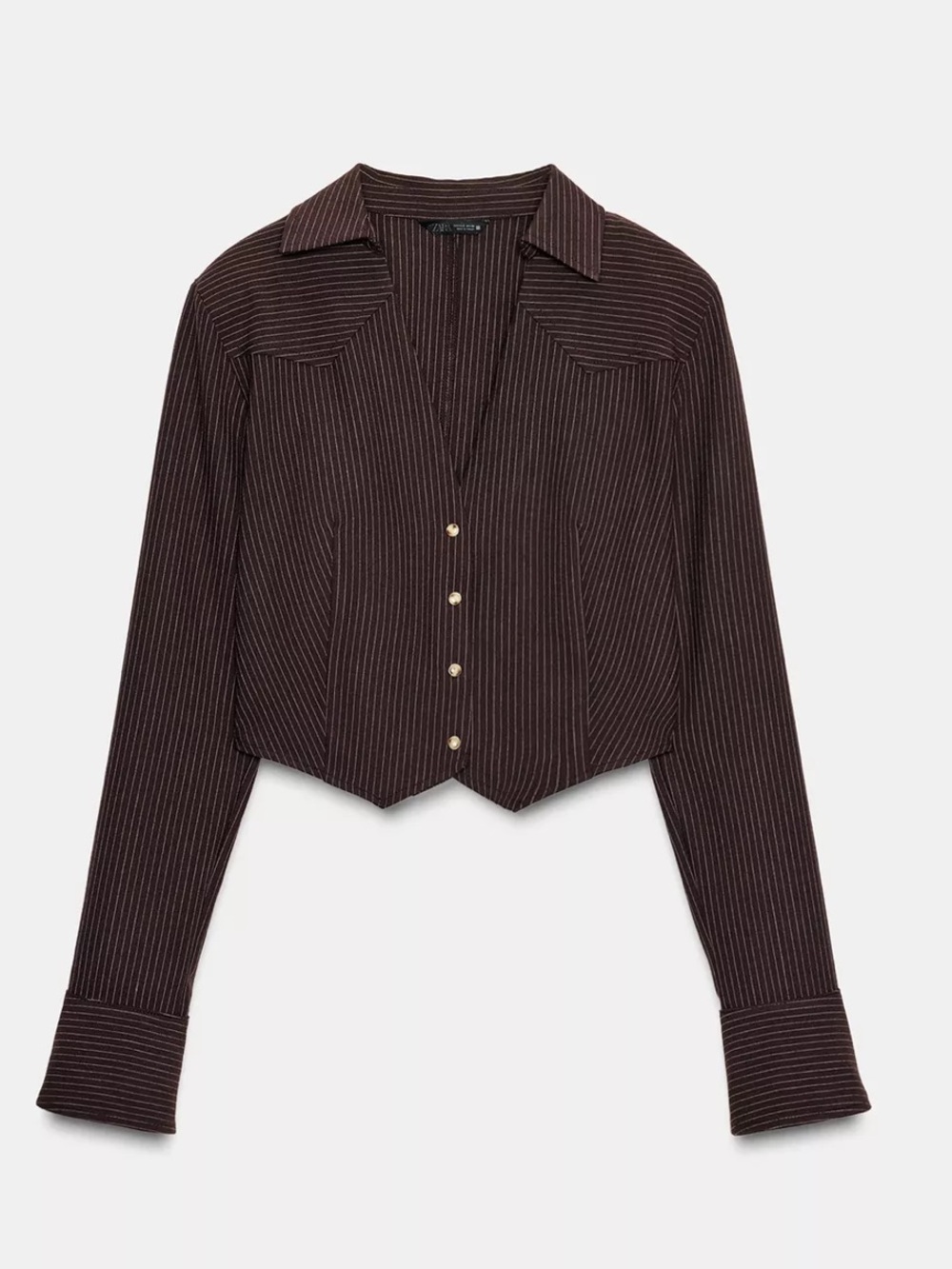 Zara striped button down crop top